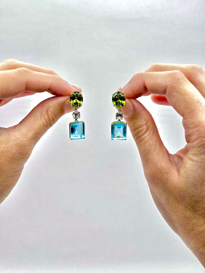 Peridot & Aquamarine Drop Earrings