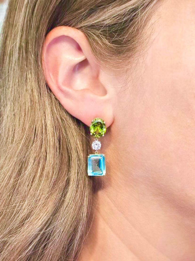 Peridot & Aquamarine Drop Earrings