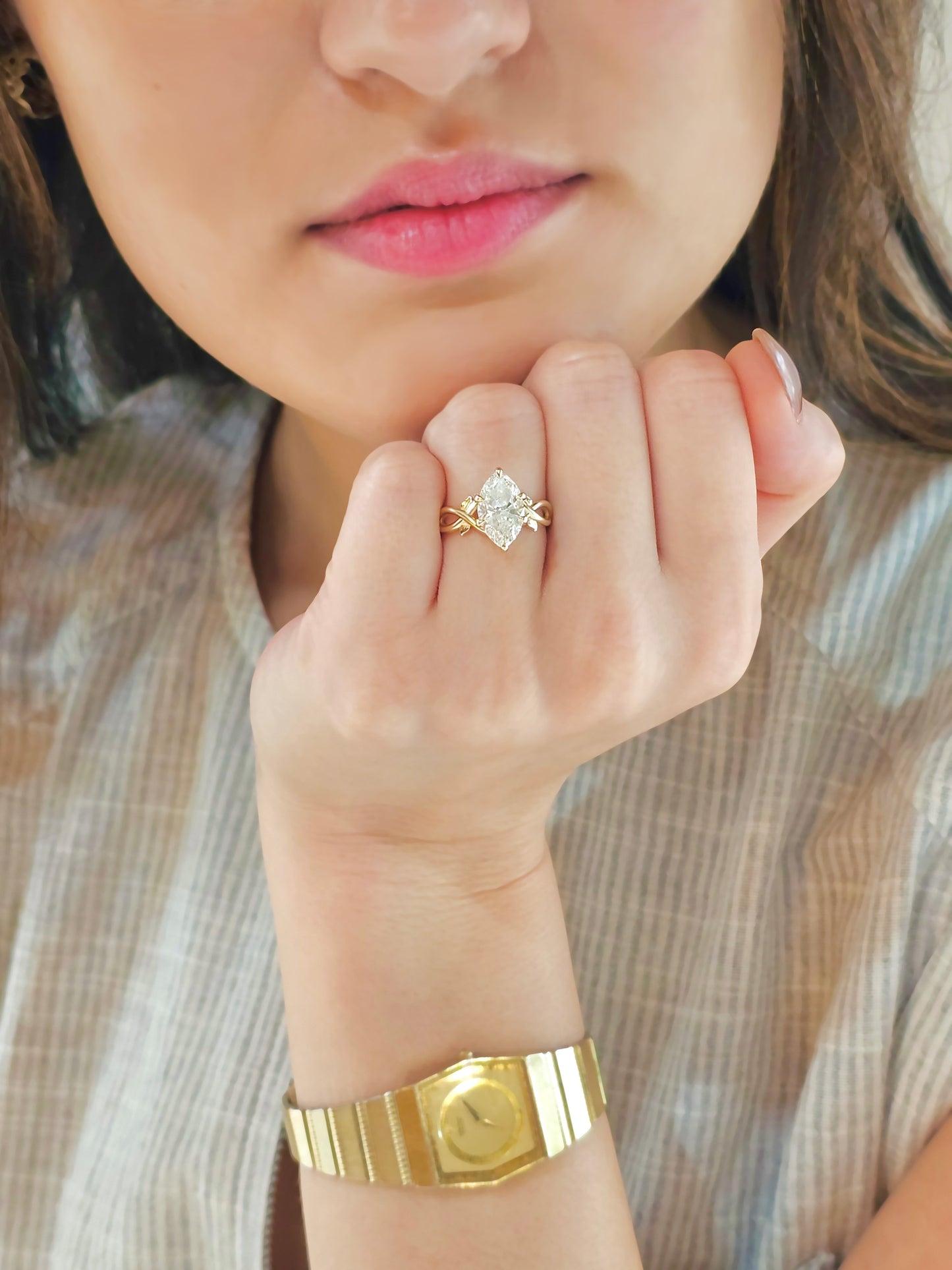 Marquise-cut Vine Ring