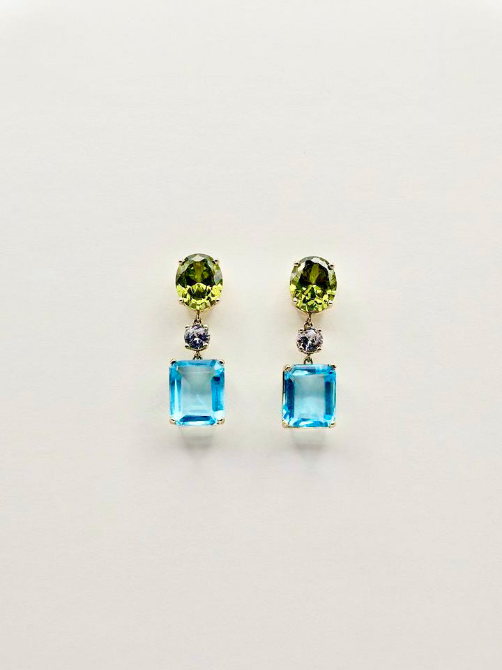 Peridot & Aquamarine Drop Earrings